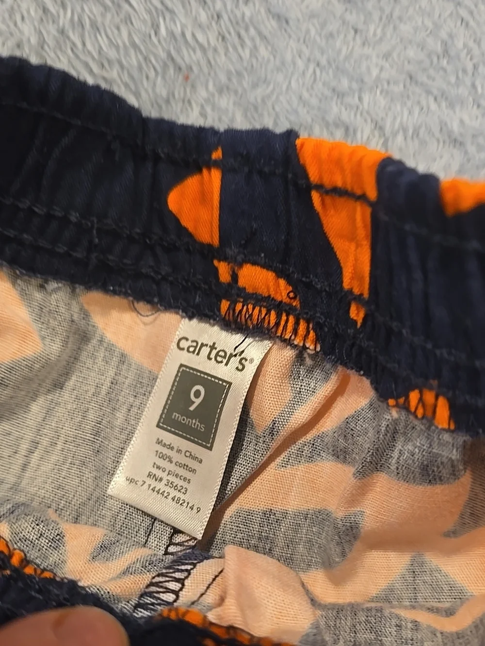 ❤️10/$20 Carter's Navy Shorts with Bright Orange Floral Accents